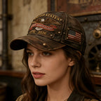 PENDRA Classic Retro American Anniversary Distressed Leather Cap