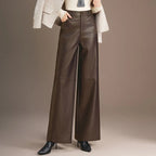 PENDRA Warm Drape Wide Leg PU Leather Pants