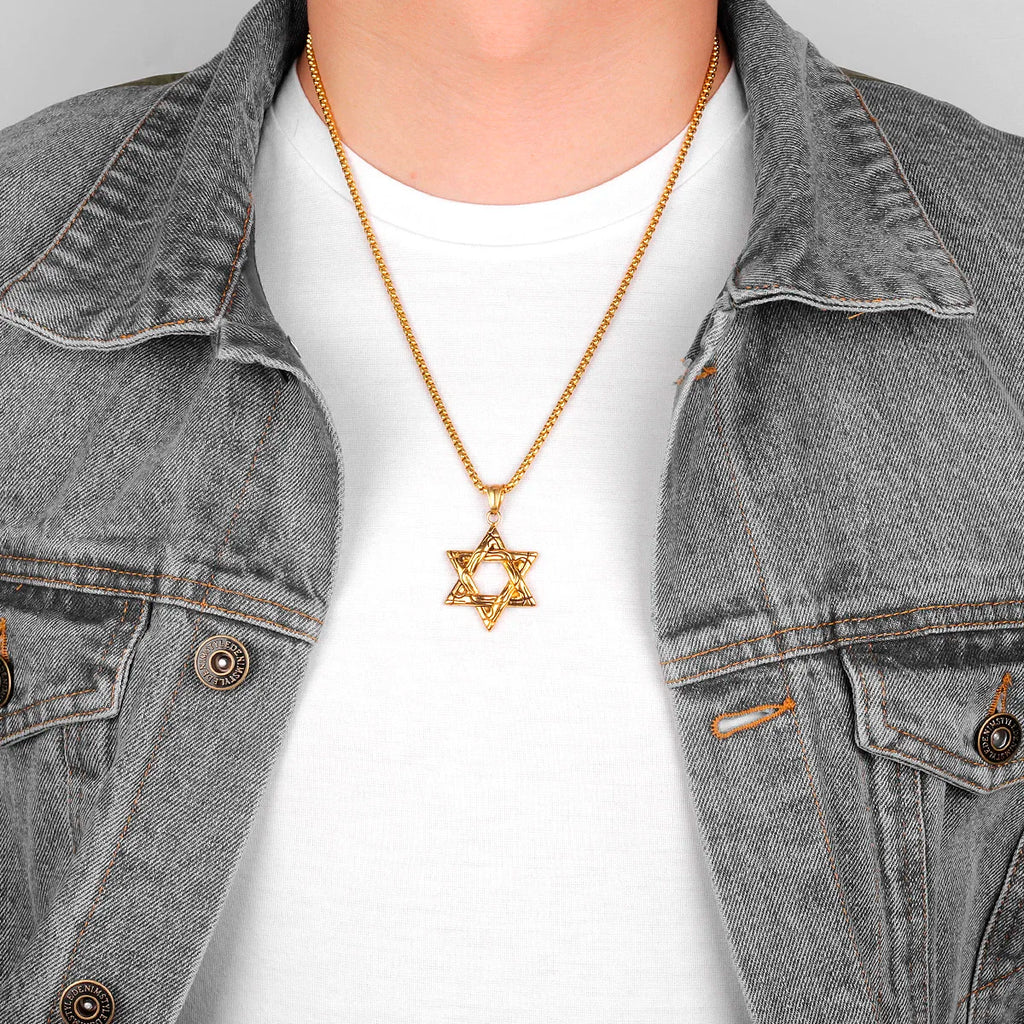 PENDRA Judaism Hexagram Boyfriend Steel Necklace