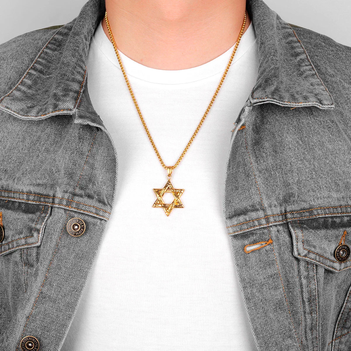 PENDRA Judaism Hexagram Boyfriend Steel Necklace