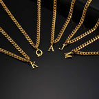 18K Gold Color Initial Necklace for Men Women,A-Z 26 Alphabet Letters Stainless Steel Chain Collars,Name Jewelry Gift