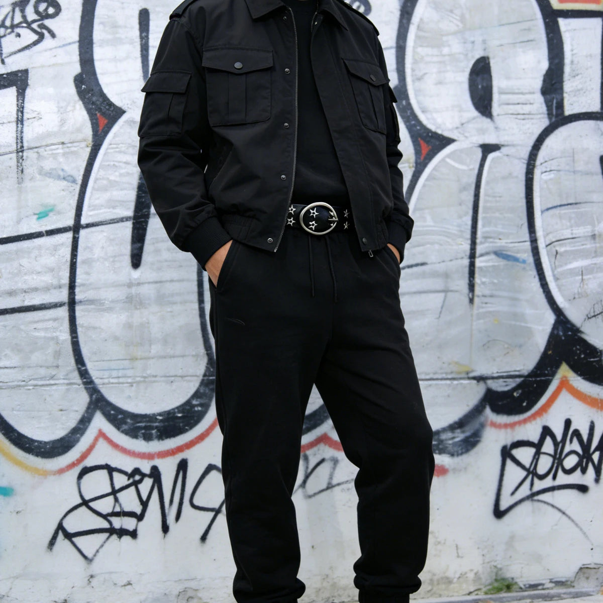 PENDRA Elarara Leather Black D-Buckle Star Belt
