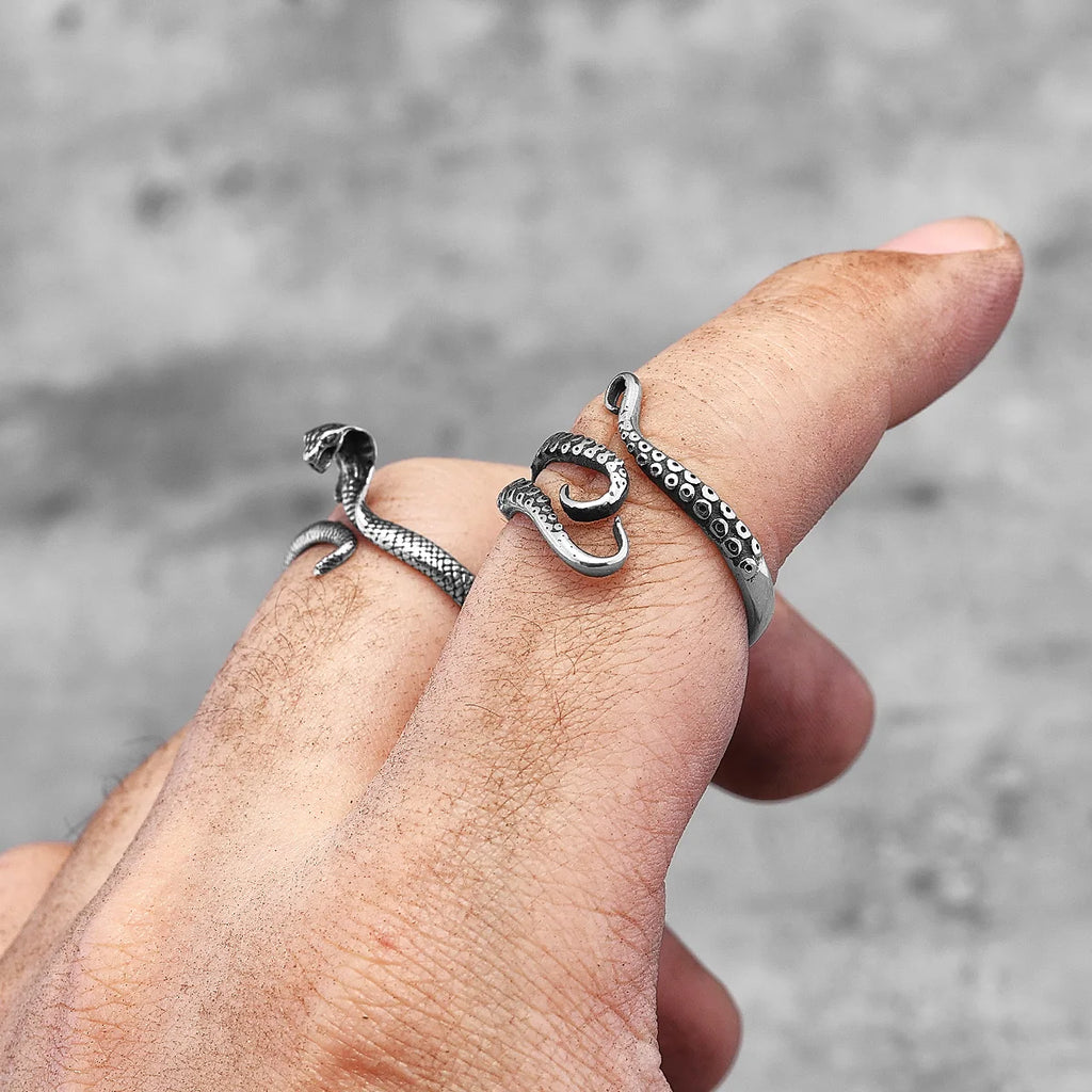 PENDRA Octopus Tentacles Couple Steel Ring