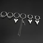 Asymmetrical Heart Lightning Bolt Hoop Earrings Punk Gothic Chain Drop Earring Stainless Steel for Women Men Edgy Y2K Jewelry