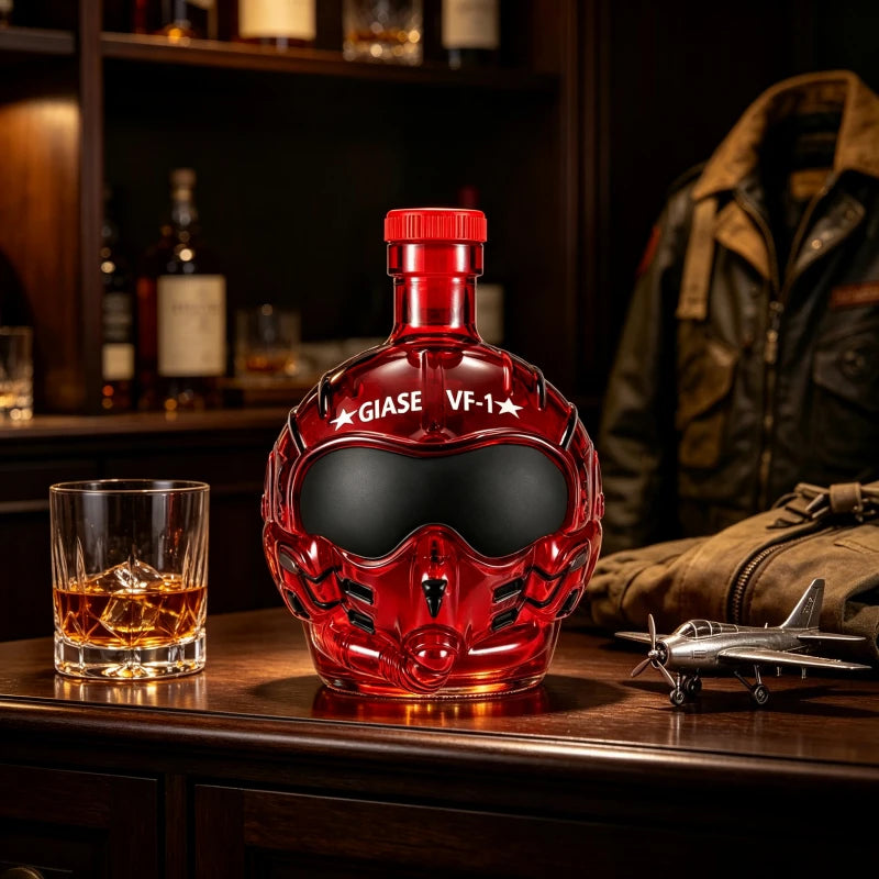 Top Gun Inspired Pilot Helmet Glass Decanter 350ML Whiskey Liquor Bottle Barware Home Decoration Gift