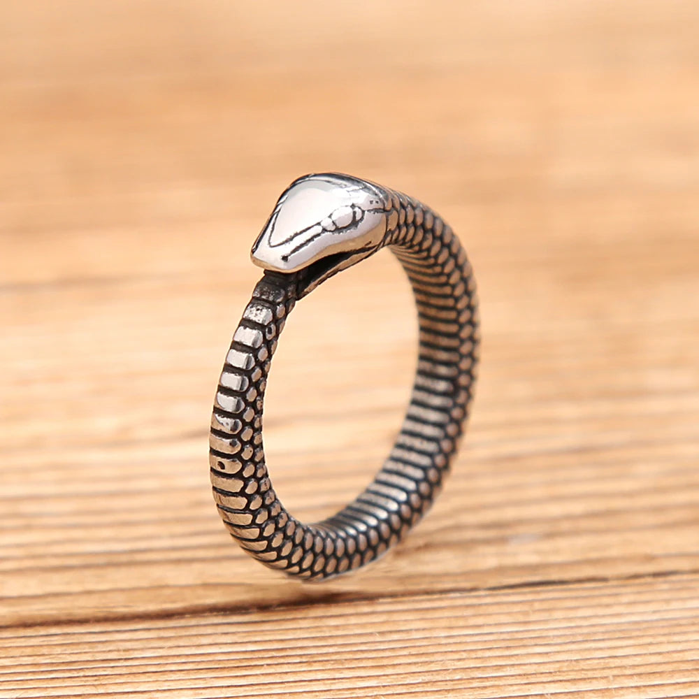 PENDRA Serpentsteel Vintage Viking Snake Ring