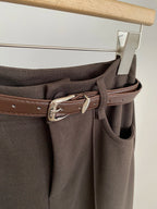Retro design with rolled edge high waist casual pants 2025 autumn new slim fit and versatile wide leg pants for women