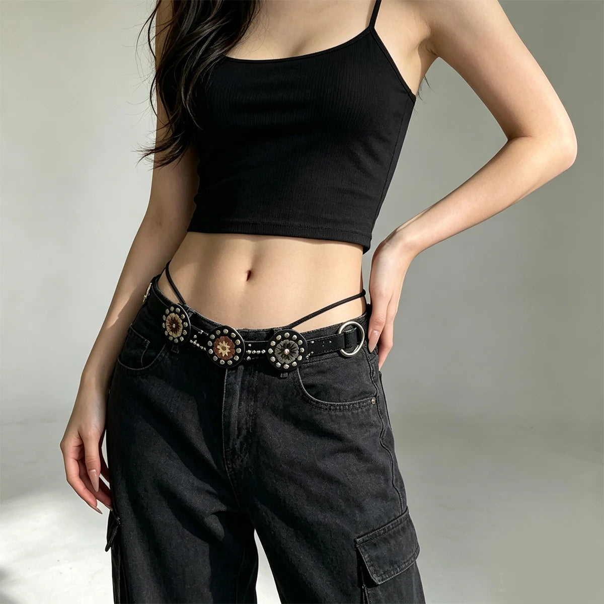 PENDRA Jadeellea Leather Rivet Studded Designer Corset Belt