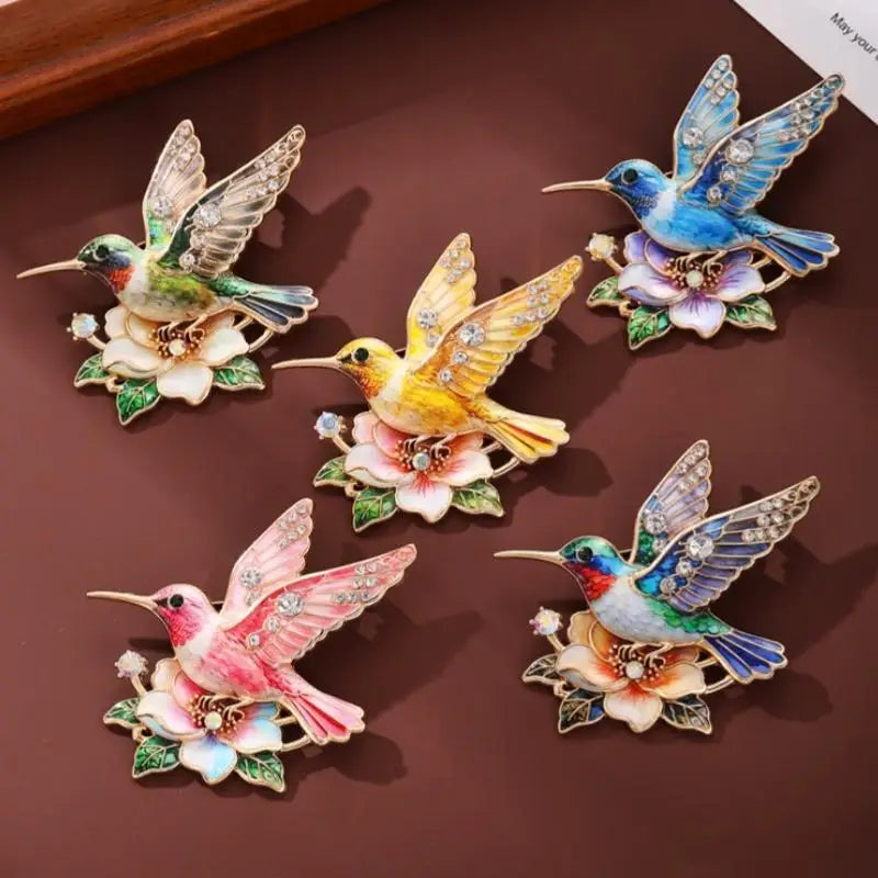 PENDRA Hummingbird Luminous Bird Brooch