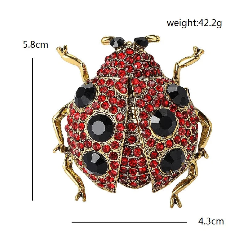 PENDRA Jewel Beetle Rhinestone Insect Brooch