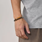 Mprainbow Mens Natural Stone Bracelets, Waterproof Stainless Steel Wheat Chain Wristband Gifts for Father Dad Birthday Christmas