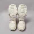 PENDRA White Geobasket White Leather High-Top Zip Thick-Sole Ankle Boots