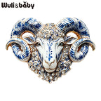 PENDRA Capra Enamel Rhinestone Goat Brooch
