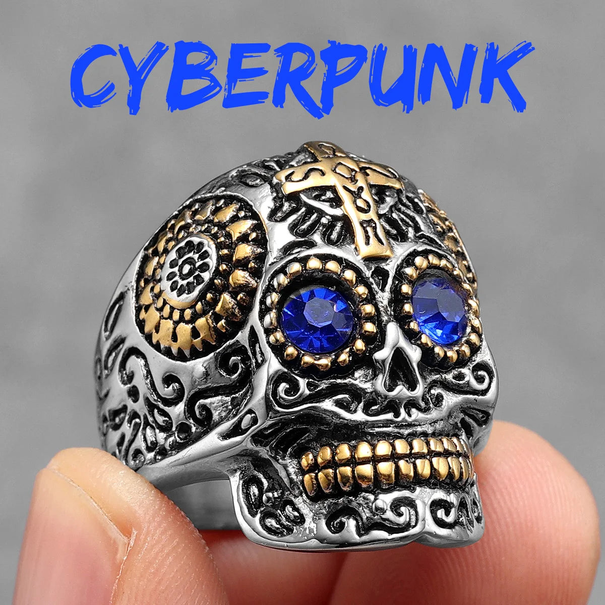 316L Stainless Steel Skull Gothic Religious Cross Man Men Rings Punk Rock Gothic For Biker Male Boy Jewelry Accessories Gift