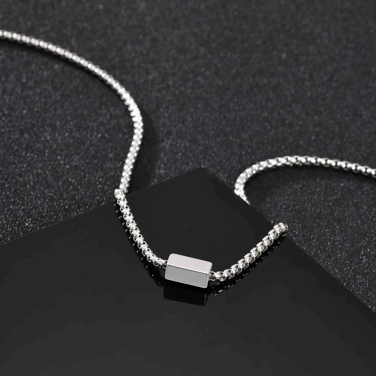 Free Custom Necklace for Men Boys,Personalized Names Words Stainless Steel Square Box Chain Collar Gift