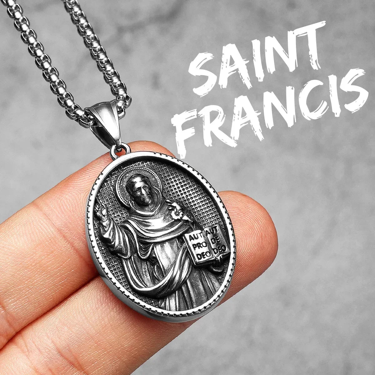 PENDRA Catholic Padre Pio Steel Necklace