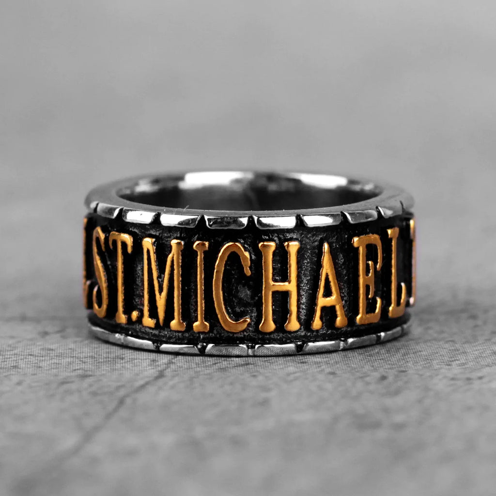 PENDRA St Michael Letter Steel Ring