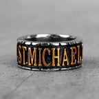 PENDRA St Michael Letter Steel Ring