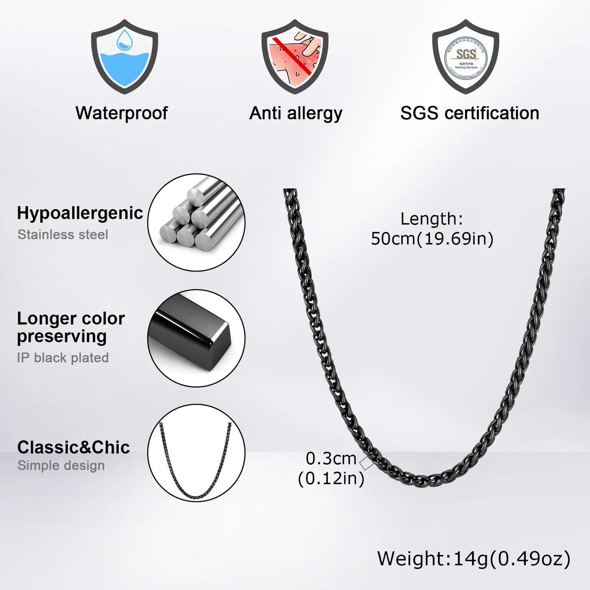PENDRA Wheat Black Chain Necklace