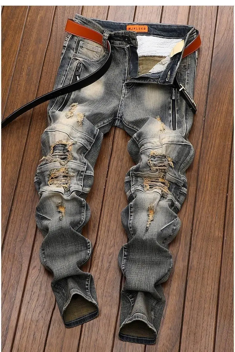 PENDRA Denim Straight Ripped Pants