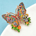 PENDRA Skeleton Flower Butterfly Brooch
