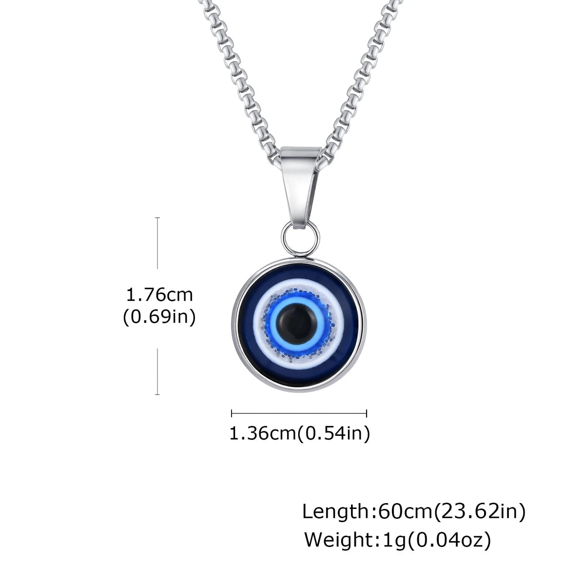 Vintage Evil Eye Pendant Necklace for Men,Stainless Steel Blue Vertical Cat Eye Charm Pendant Necklace,Punk Amulet Jewelry Gift