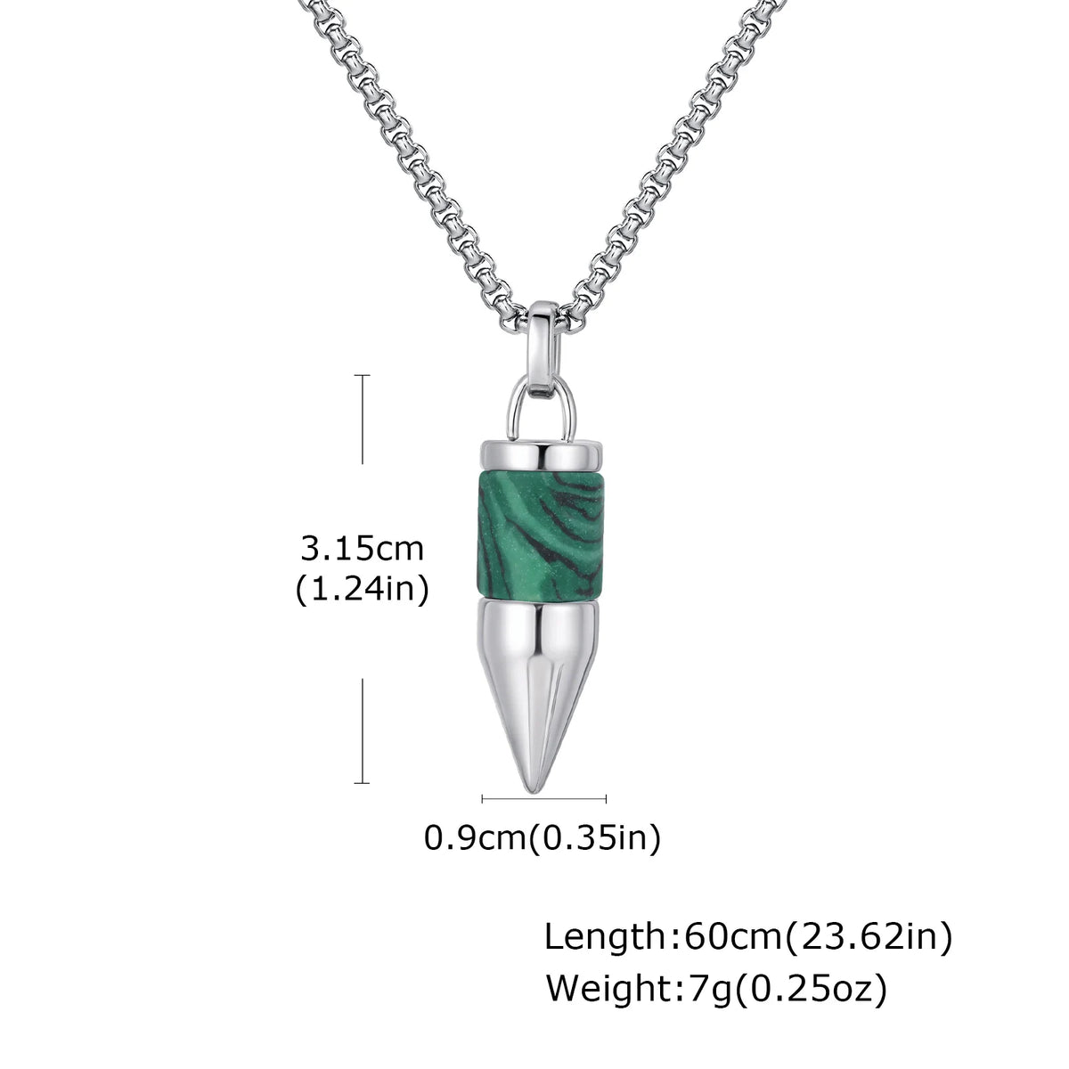 Stylish Bullet Necklaces for Men,Stainless Steel Natural Stone Pendant Necklace,Healing Jewelry Gift for Father Husband Son