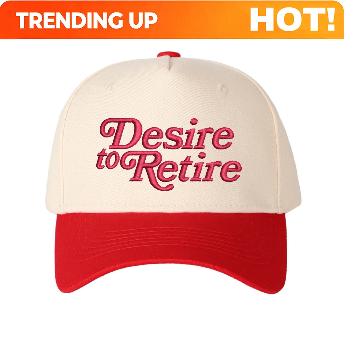 Desire to Retire Embroidered Trucker Hat - Adjustable Snapback Cap with Embroidered Letter Patch, Breathable Unisex Cap Suitable