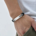 Stylsh Customized Bracelets for Men,Double Microfiber Round Leather Rope Wristband,Personalized Gentle Gifts to AHusband