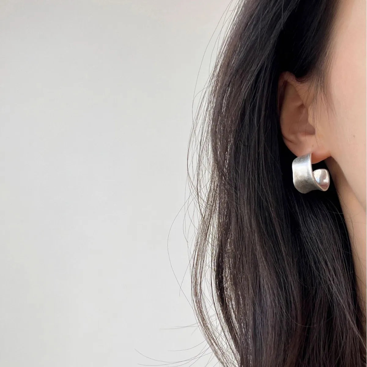 PENDRA Frostgeometry 925 Sterling Silver Hoop Earrings