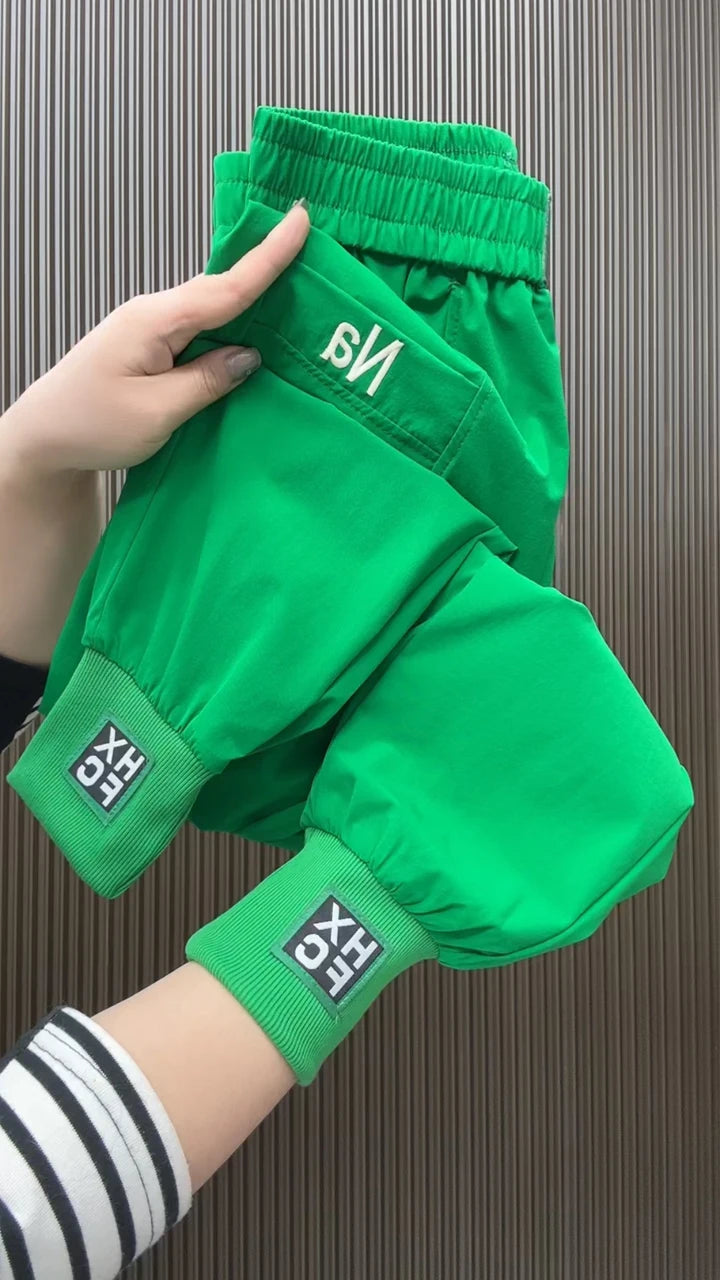 Fashion Summer Harem Pants Female 2025 New Letter Women's Sports Pants Quick Dry Tie Feet Elastic Waist Casual Trousers