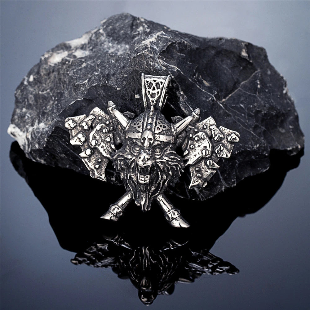 PENDRA Wolf Norse Helmet Necklace
