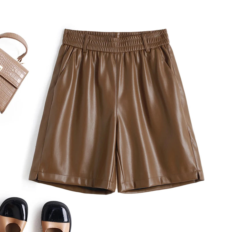 PENDRA Full Leather Wide Leg Shorts
