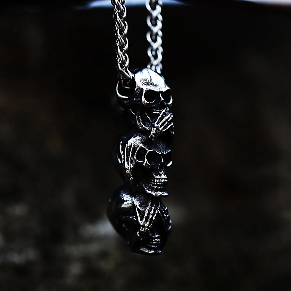 PENDRA Skullgoth Gothic Skull Pendant Necklace