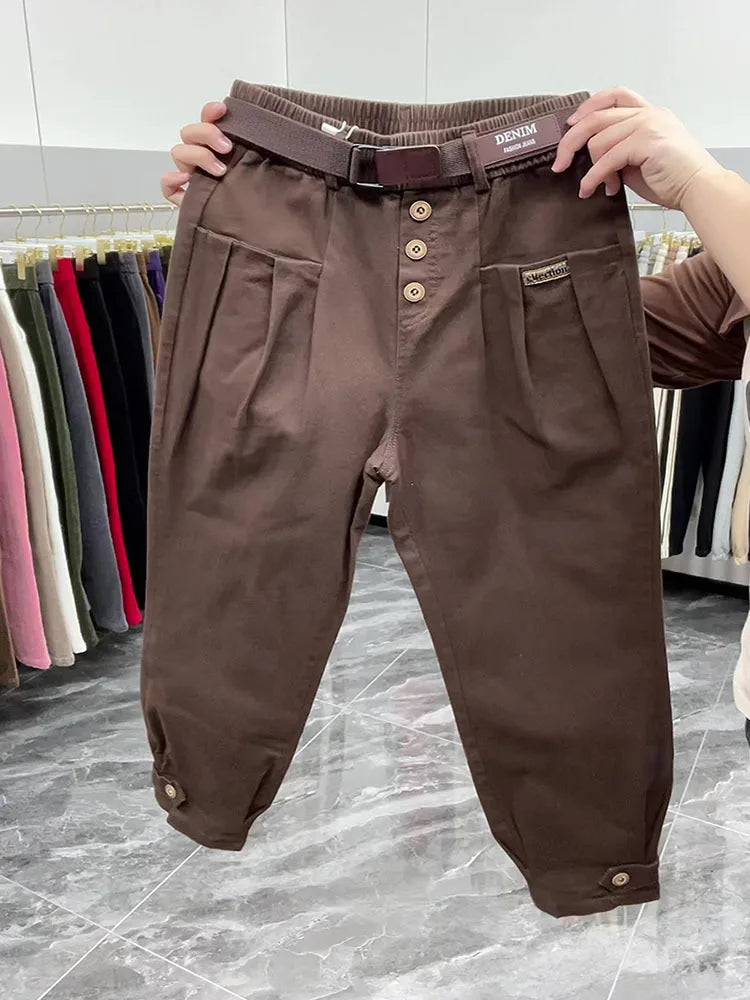 Solid Color Pants Women 2024 New Fashion Spring Autumn Korean Loose Casual Harem Pants Trousers