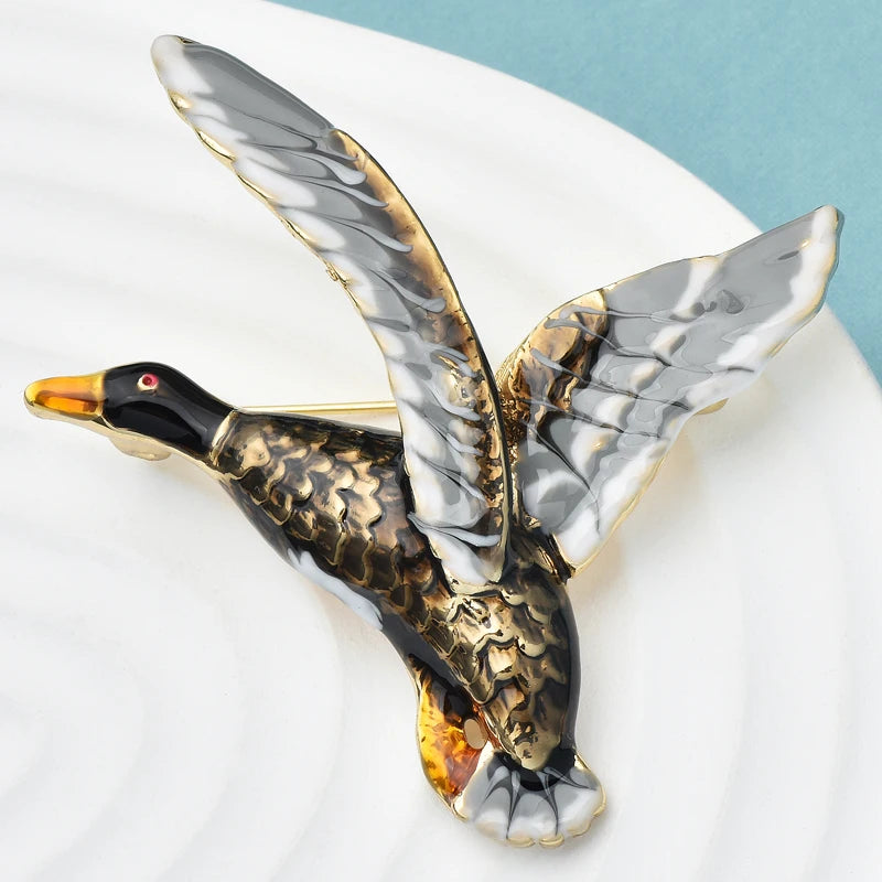 PENDRA Seabreeze Enamel Duck Brooch