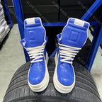 PENDRA Royal Blue Blue Geobasket Leather 6cm Platform Zip Ankle Boots
