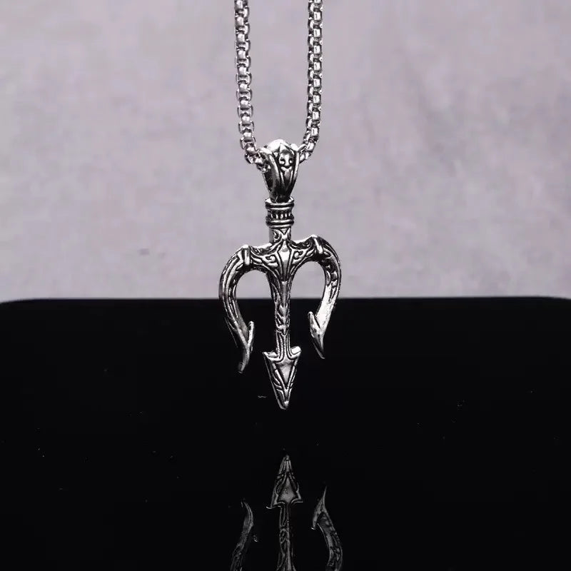 PENDRA Neptune Trident Stainless Steel Pendant Necklace