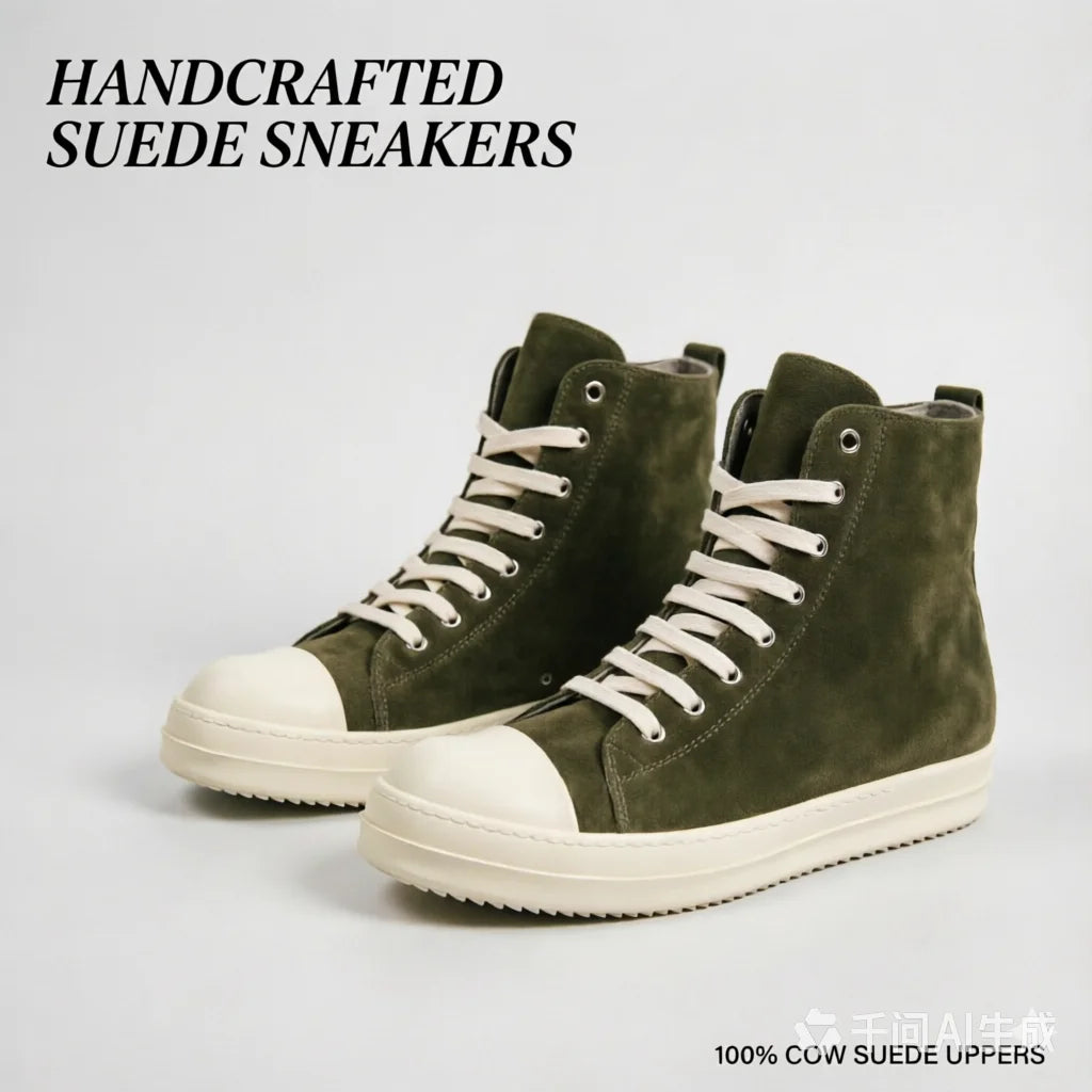 Men High Top Casual Shoes Hip-hop Retro Brown Suede Lace Up Women Thick Sole Increase Height Luxury Designer Flat Sneakers 3cm