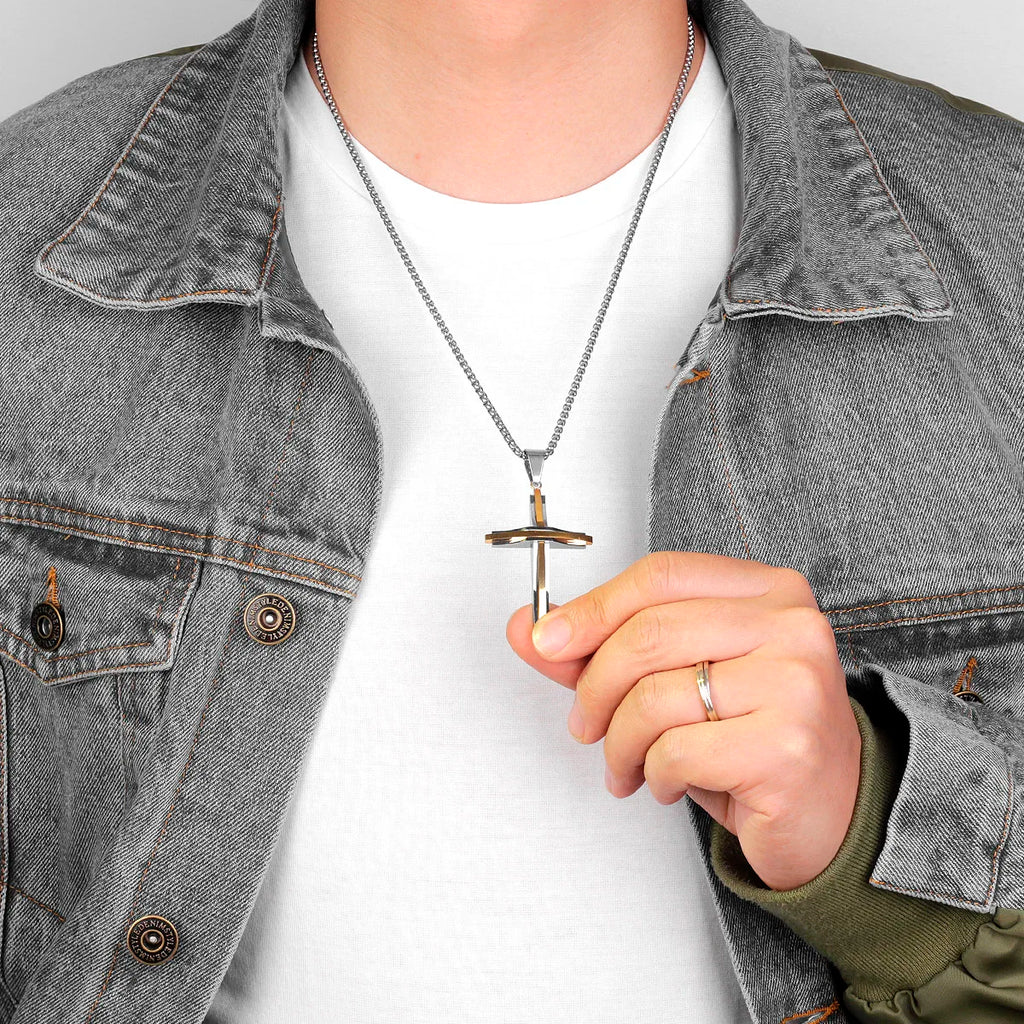 PENDRA Cross Boyfriend Steel Necklace