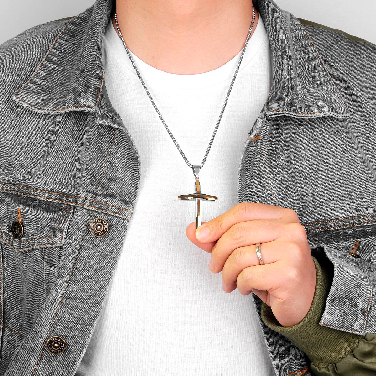 PENDRA Cross Boyfriend Steel Necklace