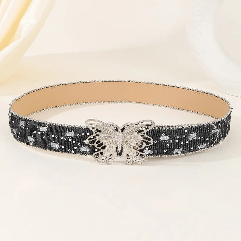 PENDRA Rheais Leather Pink Butterfly Gothic Belt