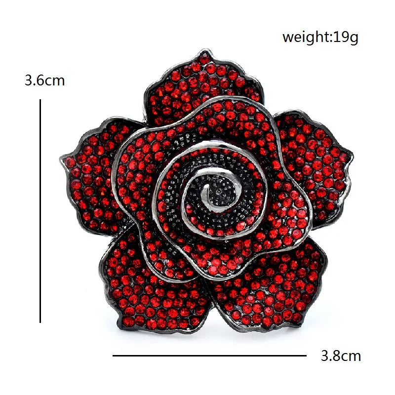 PENDRA Rosaspark Luxury Shining Rose Flower Brooch