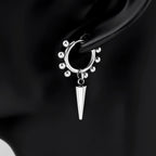 Stainless Steel Spike Cone Drop Earrings Man Punk Beaded Hoop Earrings for Men Women Gothic Hip Hop Dangle Ear Cool Jewelry Gift