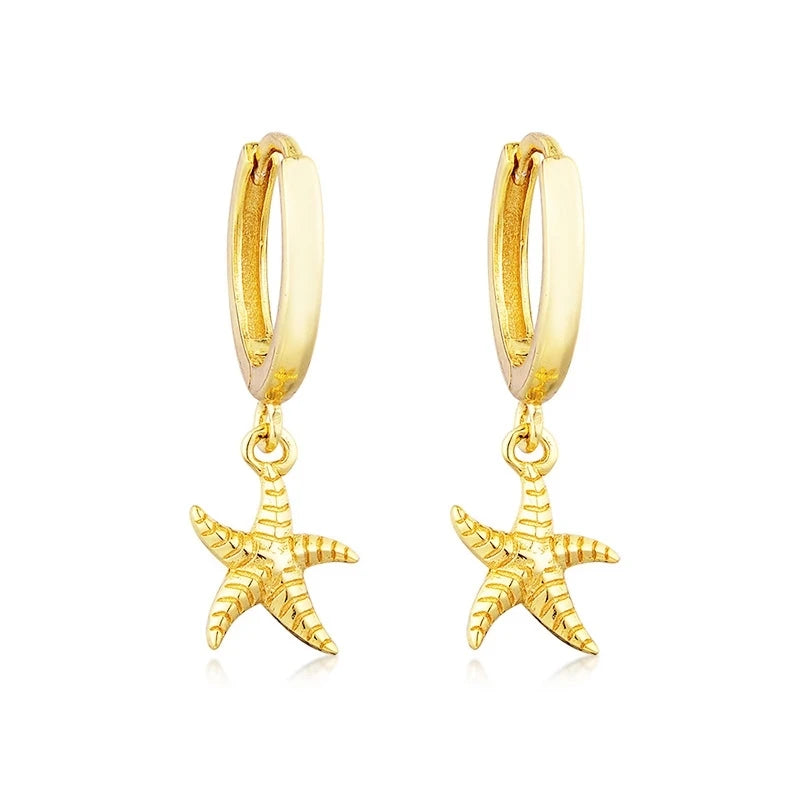 PENDRA Starfish 925 Sterling Silver Hoop Earrings