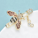 PENDRA Rhinestone Bee and Honeycomb Brooch