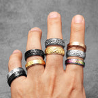 Beat Forging Meteorite Men Rings Stainless Steel Retro Punk Rock Simple Women Jewelry Fashion Accessories Gift Wholesale
