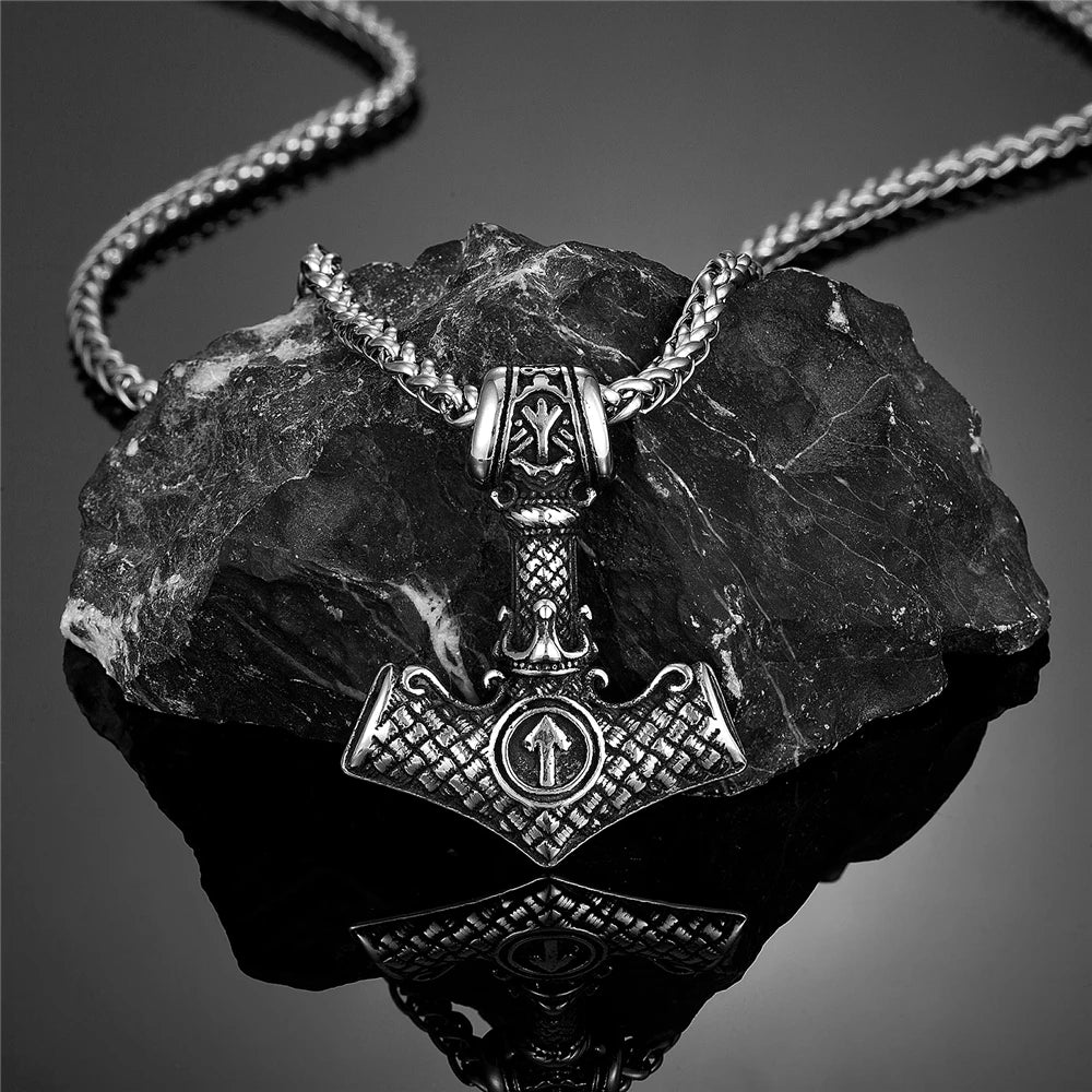 PENDRA Crow Rune Steel Necklace