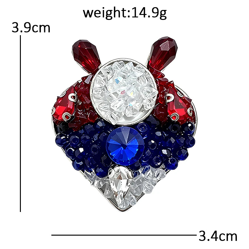 Wuli&baby Crystal Rabbit Heart Brooches For Women Unisex Handmade Byzantine Style Bunny Casual Party Brooch Pins Gifts