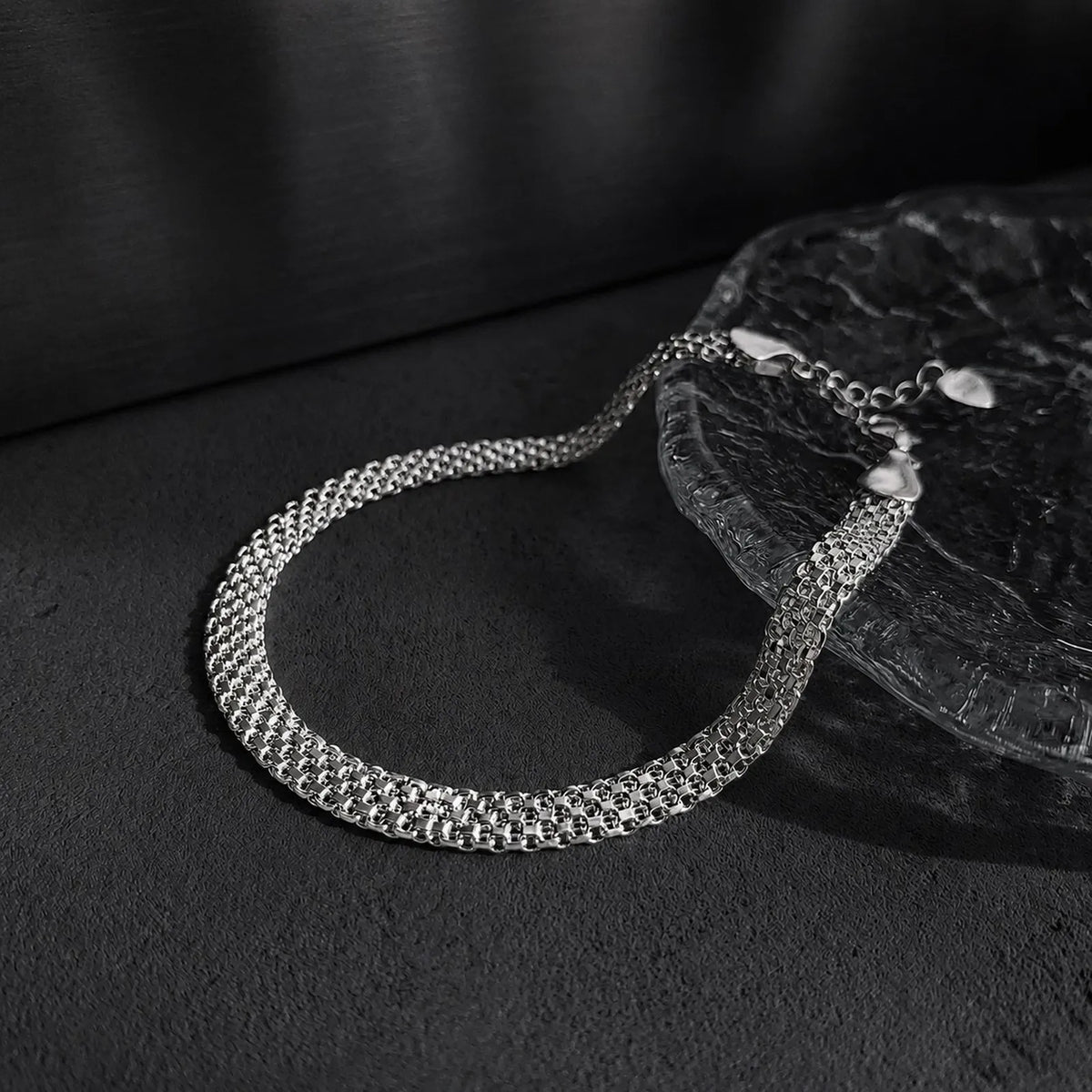 Trend Mesh Chain Bracelet for Men,Silver Color Adjustable Link Wristband,Hip Hop Punk Jewelry Gift
